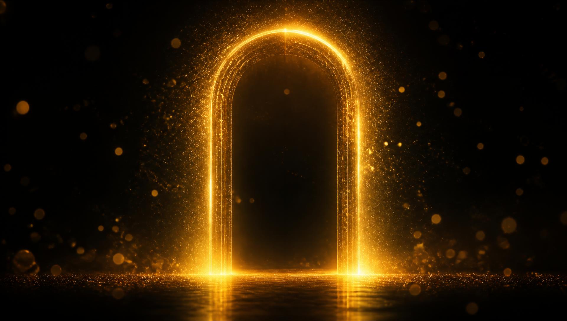 Portal de luz dourada abstrato